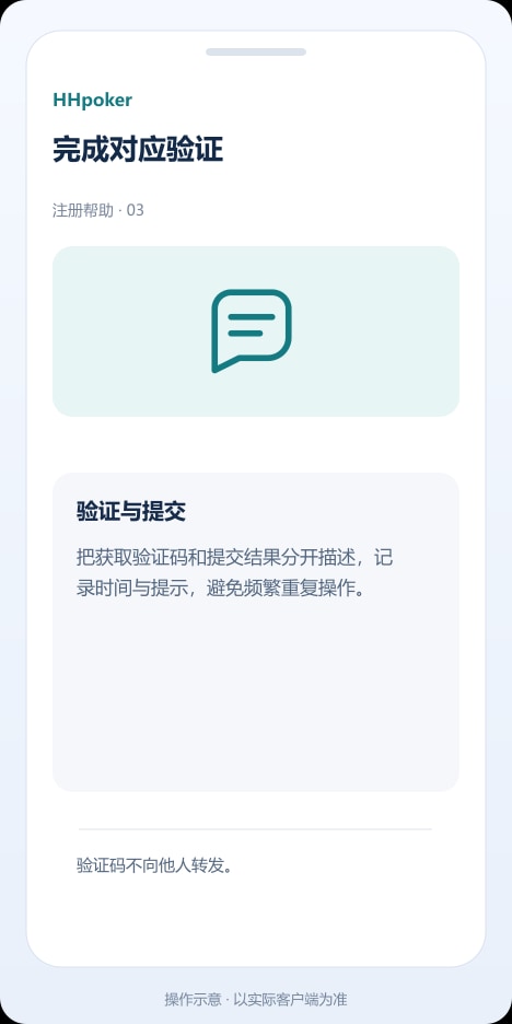 HHpoker 完成对应验证操作示意